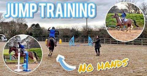 BYE BYE REINS!! Jump Training on an Extremely Keen Fresh Horse *One Handed*